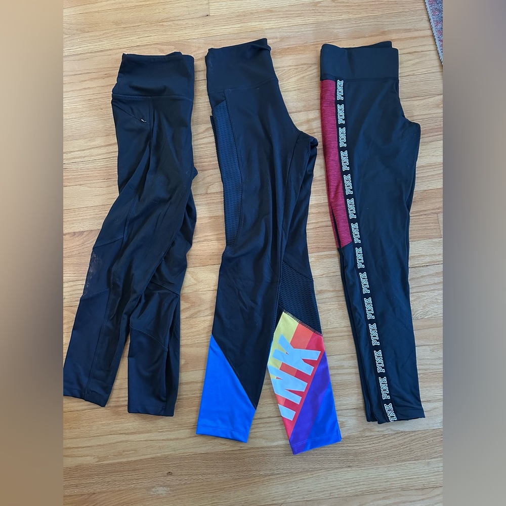 Lot of 3 Victoria’s Secret PINK leggings Medium black